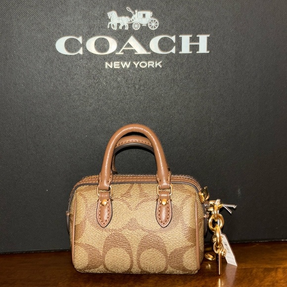 COACH Mini Rowan Satchel Bag Charm In Signature Canvas NWT - Picture 4 of 10